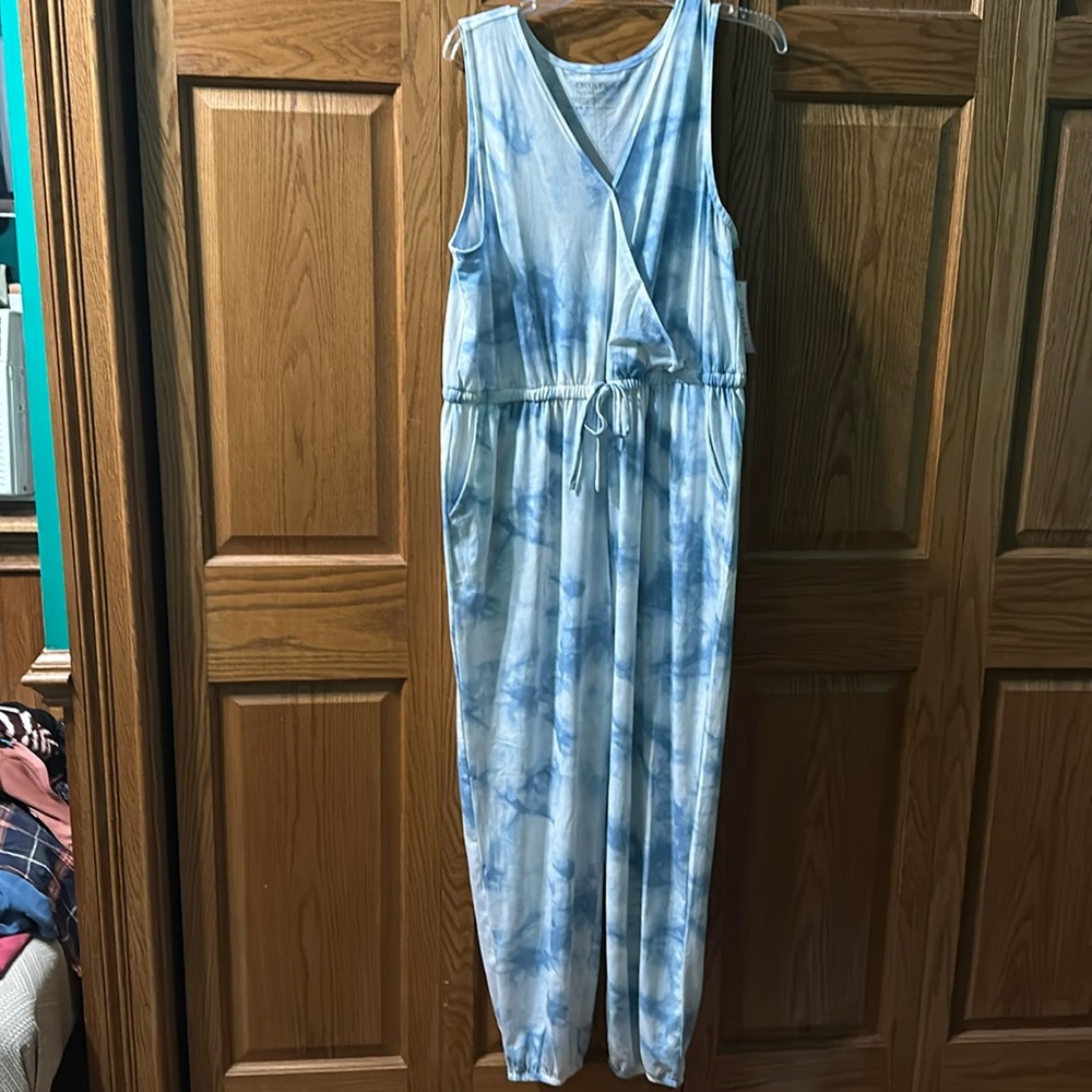 Jumpsuit new size xl brand is uncover tiedye blue and white